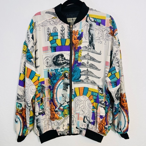 Vintage Silk Robert Stock Golf Retro Windbreaker Medium - Picture 1 of 10